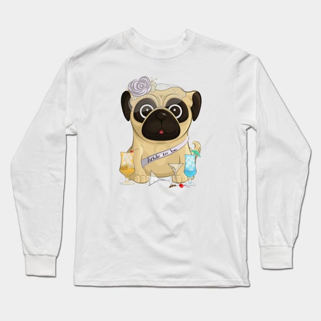 Bachelorette Pug Long Sleeve T-Shirt by Art by Angele G